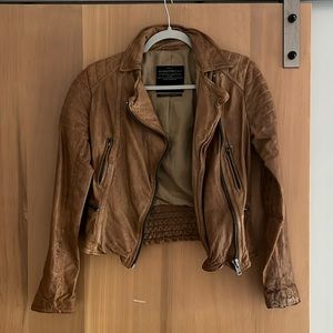 All Saints Tan Brown Leather Jacket - Size 4